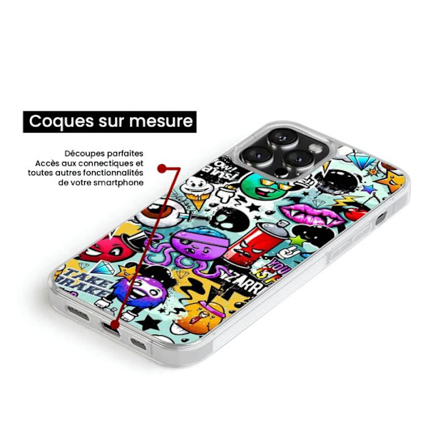 Förstärkt silikonfodral med tryck kompatibel med Apple iPhone 16 Pro Max Graffiti 2 Transparent