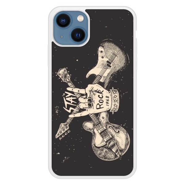 Coque iPhone 13 i silikon med förstärkning, tryckt, Stay rock Transparent