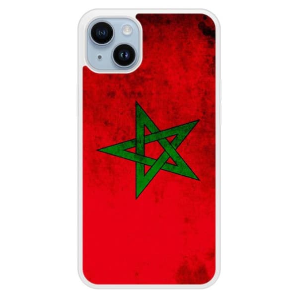 Förstärkt silikonfodral med tryck kompatibel med Apple iPhone 14 Plus Marockos flagga Transparent