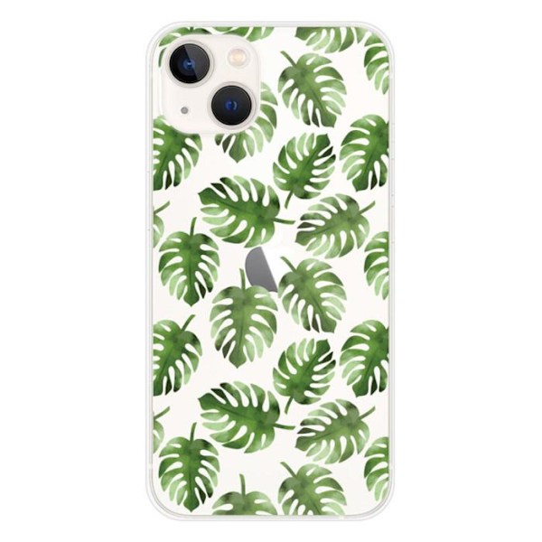 Siliconfodral - Kompatibel med Apple iPhone 13 - design med monstera-blad Transparent