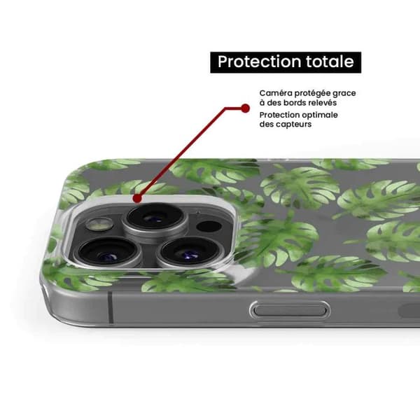 Siliconfodral - Kompatibel med Apple iPhone 16 - design med monsterablad Transparent