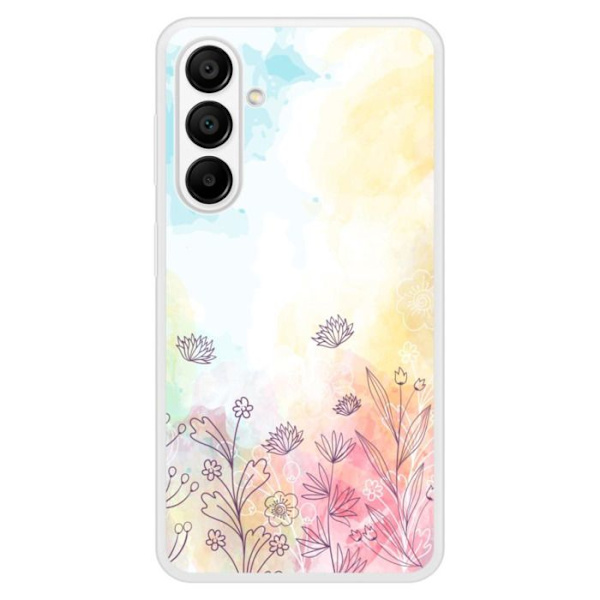 Coque i förstärkt silikon med tryck kompatibel med Samsung Galaxy A15 Akvarellblommor Transparent