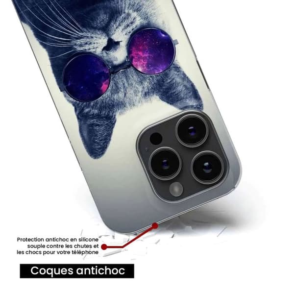 Silikonskal - Kompatibel med Apple iPhone 13 Pro - design med katt och glasögon Transparent
