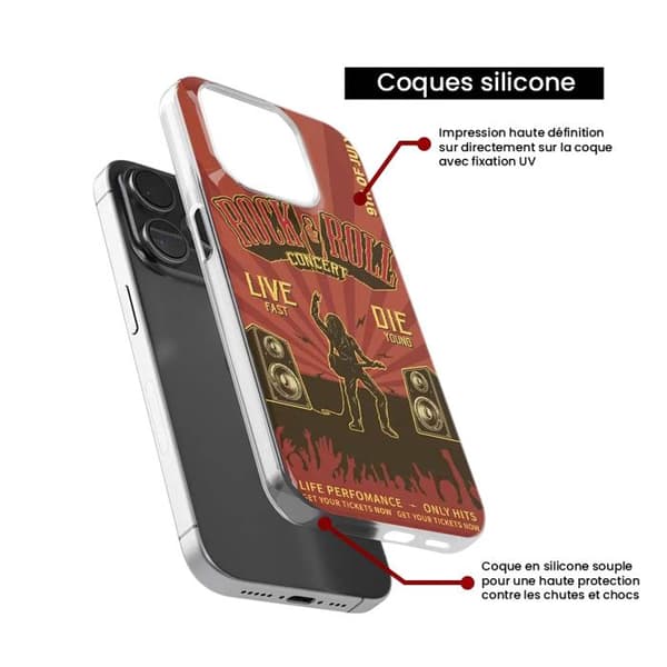 Siliconfodral - Kompatibel med Apple iPhone 15 Plus - rock and roll-design Transparent