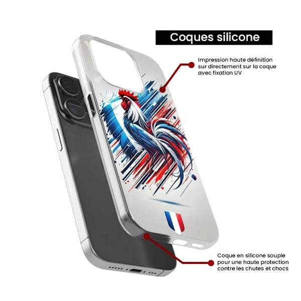 Tryckt silikonfodral som är kompatibelt med Samsung Galaxy Note 10 French Rooster Transparent