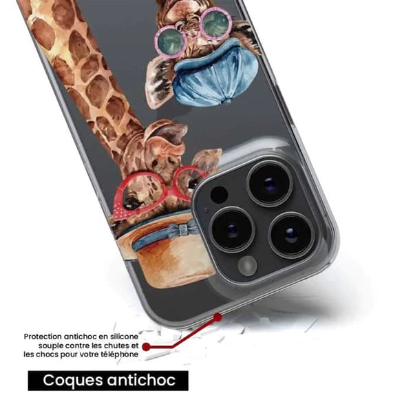 Siliconeskal - Kompatibel med Apple iPhone 14 Plus - design rolig giraff Transparent
