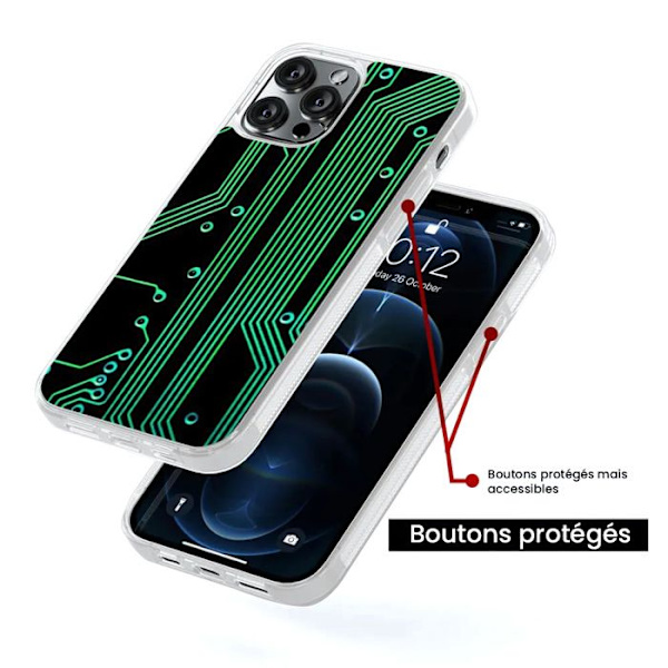 Coque i silikonförstärkt tryckt kompatibel med Samsung Galaxy A05S Geek kretsstruktur Transparent