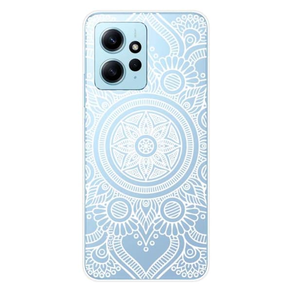 Silicondesign - Kompatibel med Xiaomi Redmi Note 12 4G - mandala design i vitt Transparent
