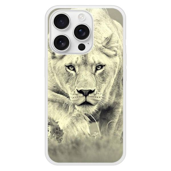 Förstärkt tryckt silikonfodral kompatibelt med Apple iPhone 16 Pro Lionne Transparent