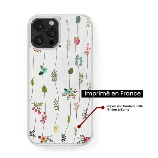 Siliconförstärkt tryckt skal kompatibelt med Apple iPhone 16 Pro Blomsterdesign Transparent