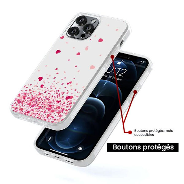 Hårdhäftad skyddsomslag - Kompatibel med Samsung Galaxy A15 - design med rosa hjärtkonfetti Transparent