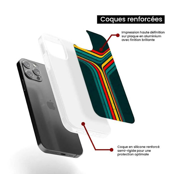 Siliconförstärkt tryckt skal kompatibelt med Apple iPhone 16 Plus Retro linjer Transparent