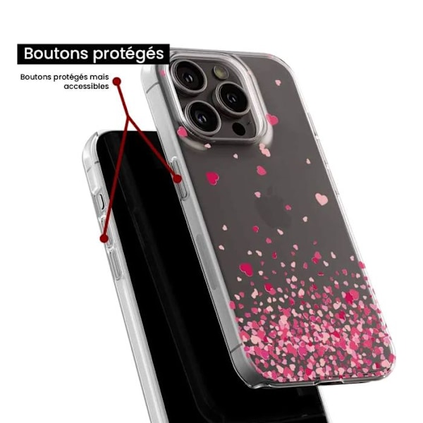 Siliconfodral - Kompatibel med Samsung Galaxy S24 Ultra - design med konfetti av rosa hjärtan Transparent