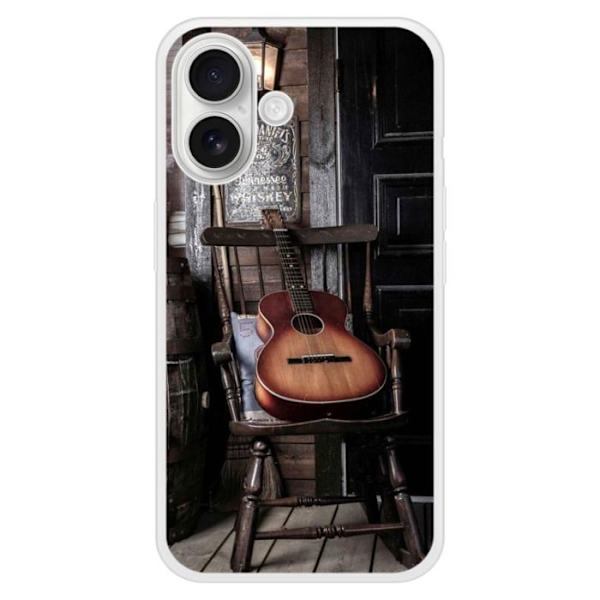 Förstärkt silikonskal med tryck kompatibelt med Apple iPhone 16 Plus Gitarr Transparent