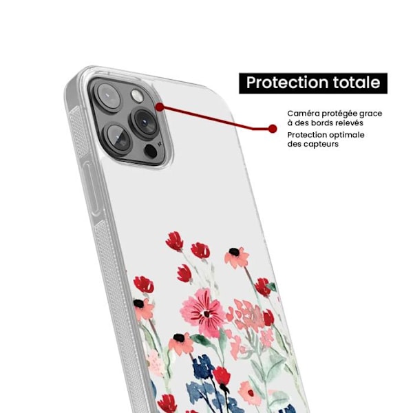 Siliconeförstärkt skal med tryck kompatibelt med Apple iPhone 15 Plus Blommig vår Transparent