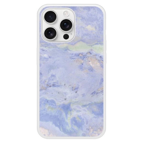 Silicongummifodral med tryck kompatibel med Apple iPhone 16 Pro Max Marmor Blå Transparent
