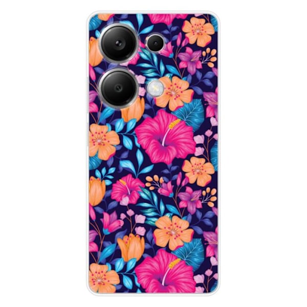 Siliconfodral med tryck - 1001 Fodral - Xiaomi Redmi Note 13 Pro 4G - Exotiska Blommor - Flexibel - Transparent Transparent