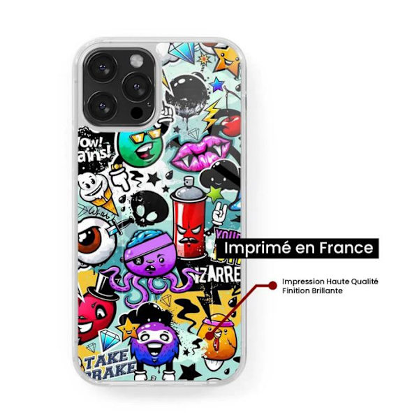 Förstärkt tryckt silikonskal kompatibelt med Apple iPhone 16 Plus Graffiti 2 Transparent