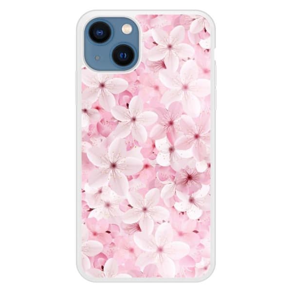 Förstärkt silikonetui med tryck kompatibelt med Apple iPhone 13 Sakura Transparent