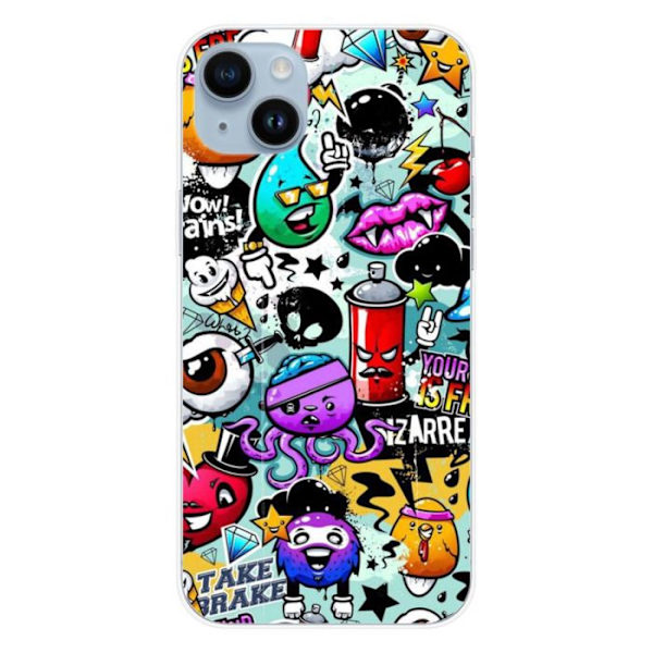 Silikonskal - Kompatibel med Apple iPhone 14 Plus - graffiti-design 2 Transparent