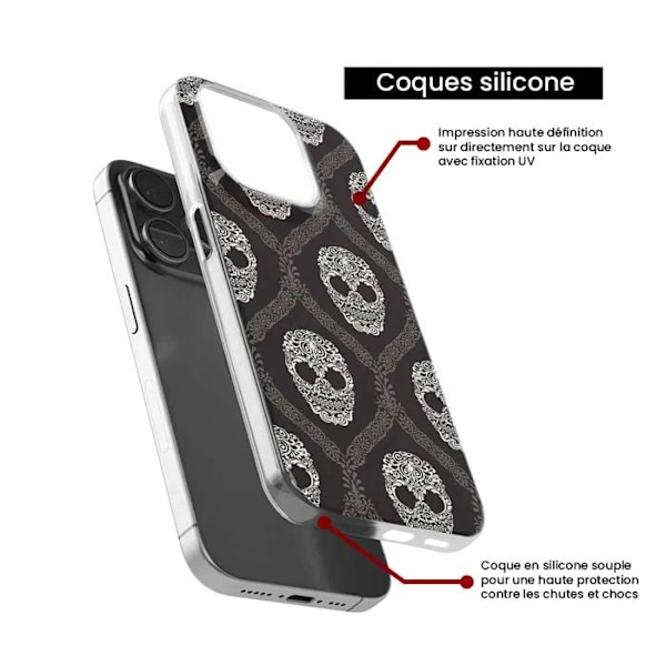 Siliconfodral med tryck - 1001 fodral - Apple iPhone 16 - Blomsterkranium - Optimal skydd - Semi-rigid Transparent