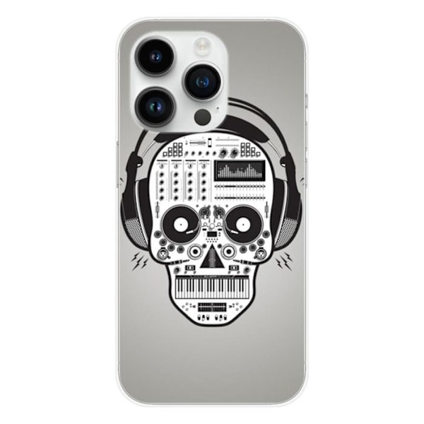 Tryckt silikonfodral som är kompatibelt med Apple iPhone 15 Pro Skull Music Transparent