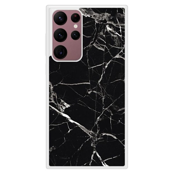 Förstärkt silikonfodral med marmortryck kompatibelt med Samsung Galaxy S22 Ultra svart Marmor Transparent