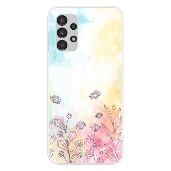 Siliconfodral - Kompatibel med Samsung Galaxy A13 4G - design med akvarellblommor Transparent