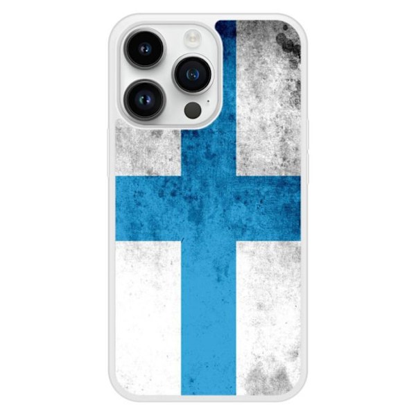 Ett förstärkt silikonfodral med tryck kompatibel med Apple iPhone 14 Pro Marseille-flagga Transparent