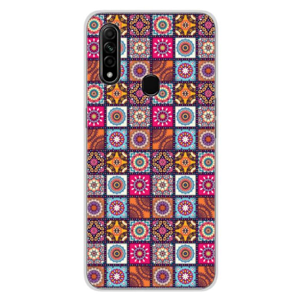 Siliconfodral med tryck - 1001 fodral - Oppo A31 - Patchwork Mandala - Optimal skydd - Semi-stel Transparent