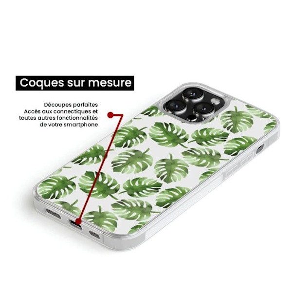 Förstärkt silikonfoder med tryck kompatibel med Xiaomi 14 Monstera-blad Transparent