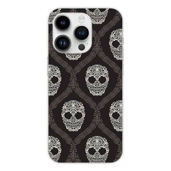 Siliconfodral - Kompatibel med Apple iPhone 14 Pro - blommigt dödskallemönster Transparent