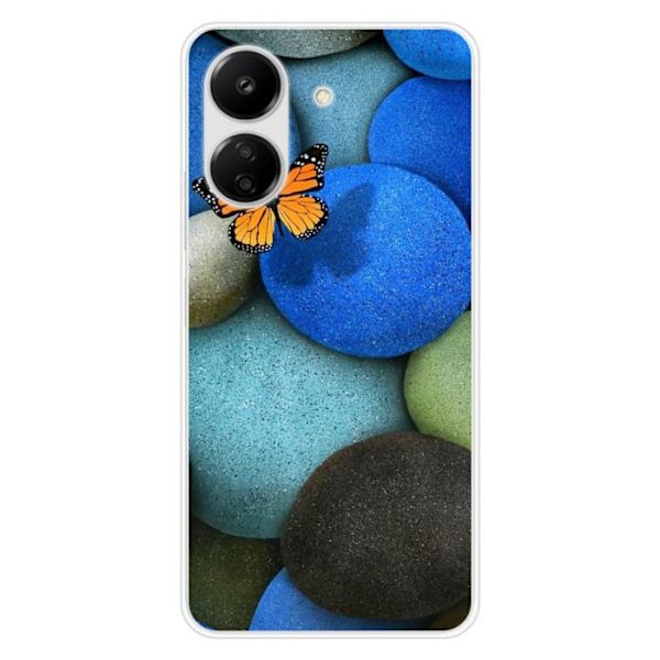 Silicone-fodral - Kompatibel med Xiaomi Redmi 13C 4G - design med blå knoppfjäril Transparent