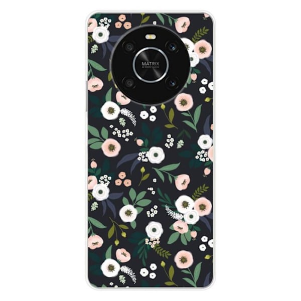 Tryckt silikonfodral kompatibelt Huawei Honor X9 4G Flowers Black Transparent