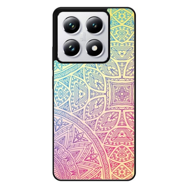Siliconfodral med förstärkt tryck som är kompatibelt med Xiaomi 14T 4G Mandala Pastell Transparent