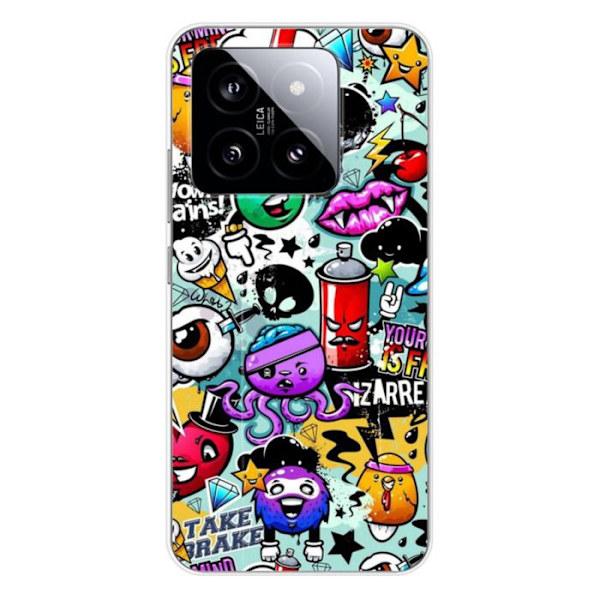 Siliconochra - Kompatibel med Xiaomi 14 - graffiti design 2 Transparent