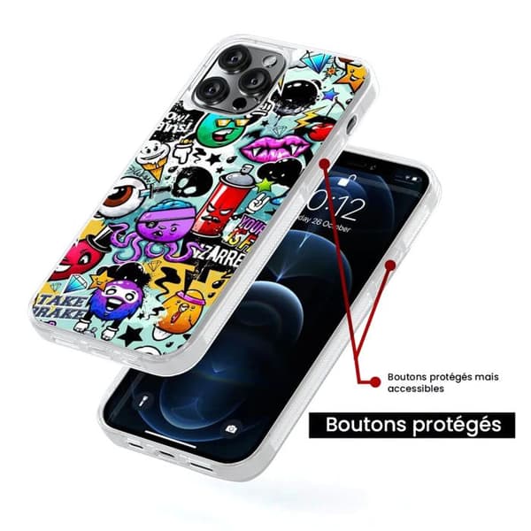 Coque i silikon förstärkt tryckt kompatibel med Apple iPhone 16 Graffiti 2 Transparent