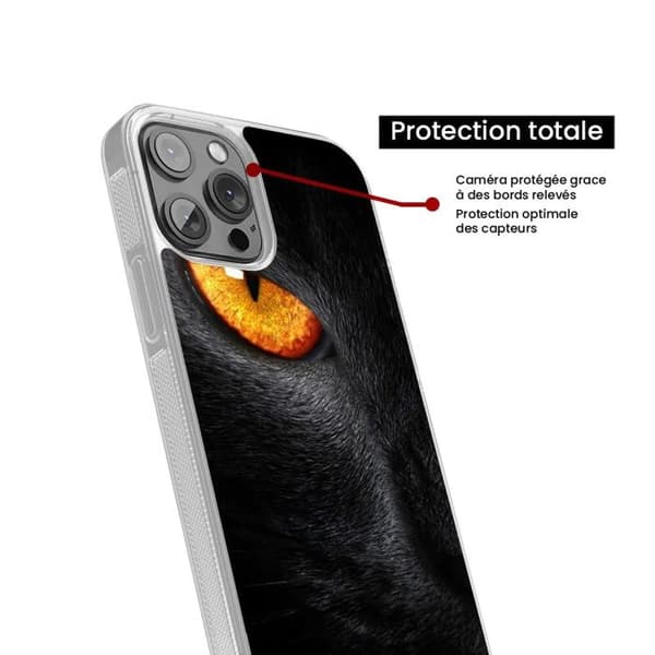 Förstärkt silikonfodral med tryck kompatibelt med Apple iPhone 15 Panteröga Transparent