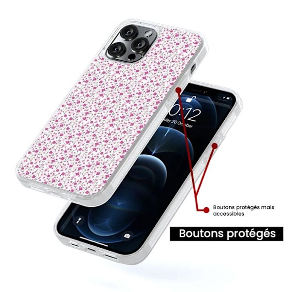 Förstärkt silikonfoder med tryck, kompatibel med Apple iPhone 15 Plus Liberty sauvage Transparent