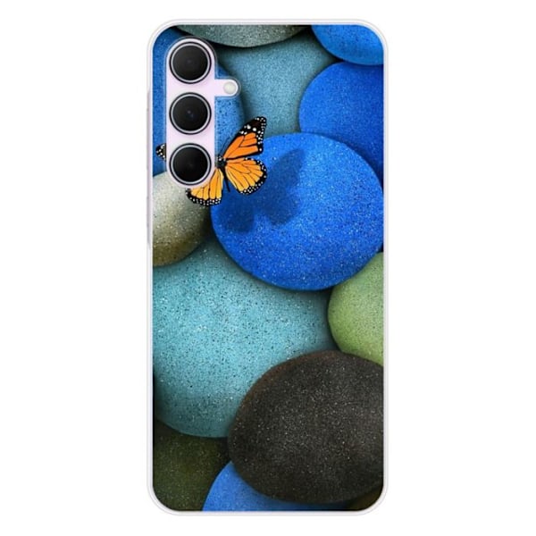Siliconfodral - Kompatibel med Samsung Galaxy A55 5G - design med blå stenfjäril Transparent