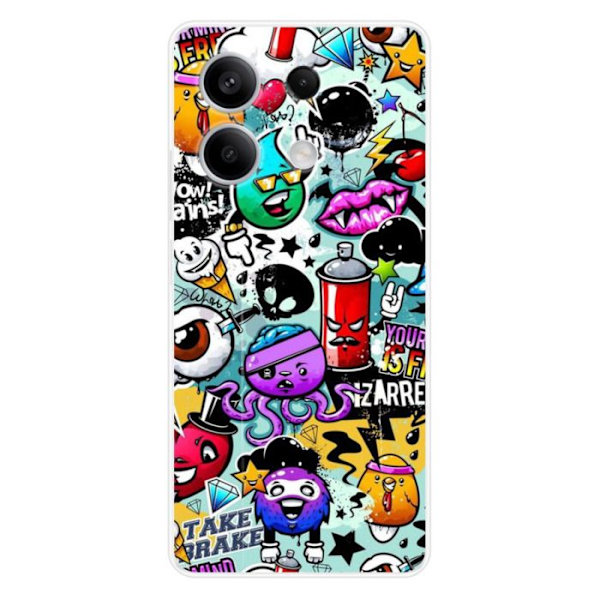 Siliconfodral - Kompatibel med Xiaomi Redmi Note 13 5G - graffiti-design 2 Transparent