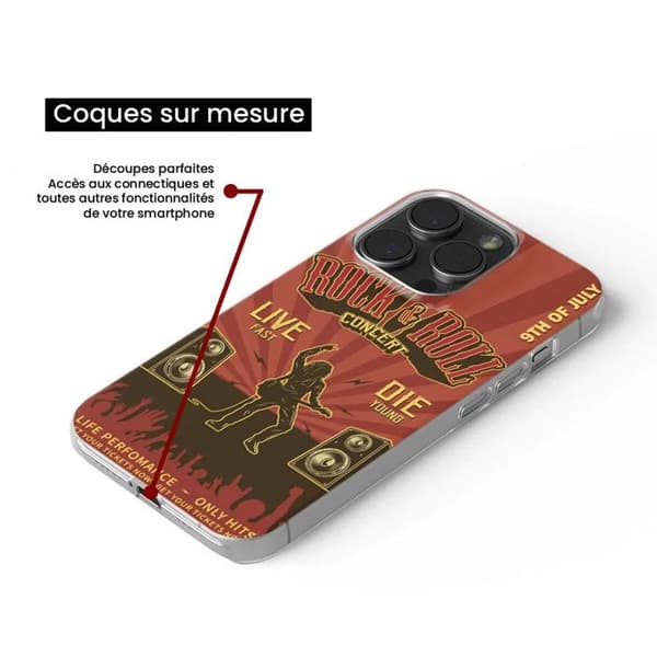 Siliconfodral - Kompatibel med Apple iPhone 15 Pro - rock and roll-design Transparent