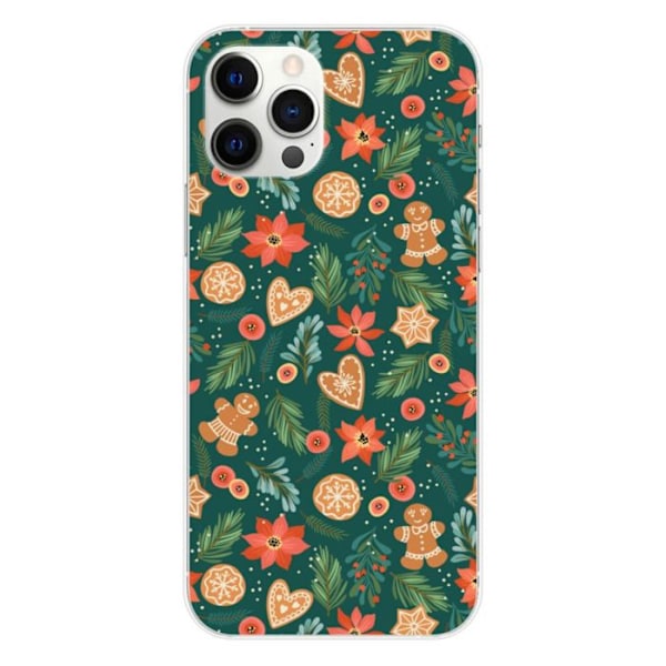 Tryckt silikonfodral kompatibelt med Apple iPhone 12 Pro Max NO Gingerbread Transparent