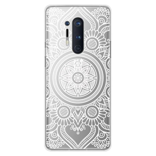 Silikonskal med tryck - 1001 skal - OnePlus 8 Pro - Vit Mandala - Optimal skydd - TPU Gel Transparent