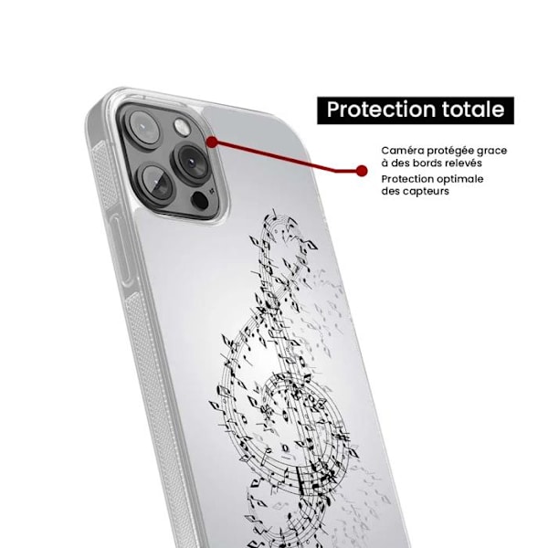 Siliconfodral med förstärkning, tryckt, kompatibel med Apple iPhone 16 Plus Valse des notes Transparent