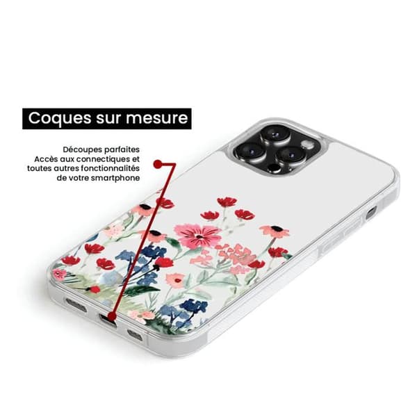 Siliconförstärkt trycksätt kompatibel med Apple iPhone 15 Pro Max Våren i blommor Transparent