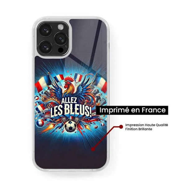 Siliconförstärkt tryckt skal kompatibelt med Apple iPhone 15 Pro Allez les bleus Transparent