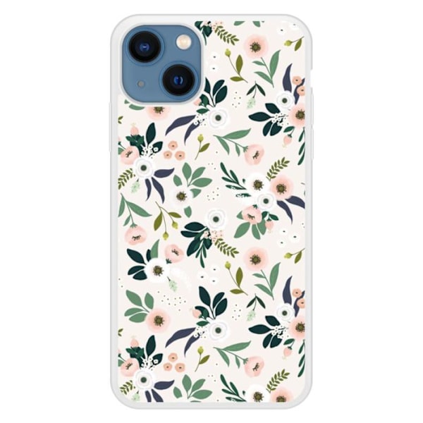 Siliconeförstärkt skal med tryck, kompatibel med Apple iPhone 13 Blommor Transparent
