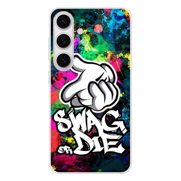 Coque i förstärkt silikon med tryck, kompatibel med Samsung Galaxy S24 Swag or die Transparent