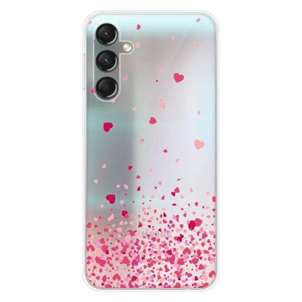 Siliconfutter - Kompatibel med Samsung Galaxy A24 4G - Design med rosa hjärtkonfetti Transparent